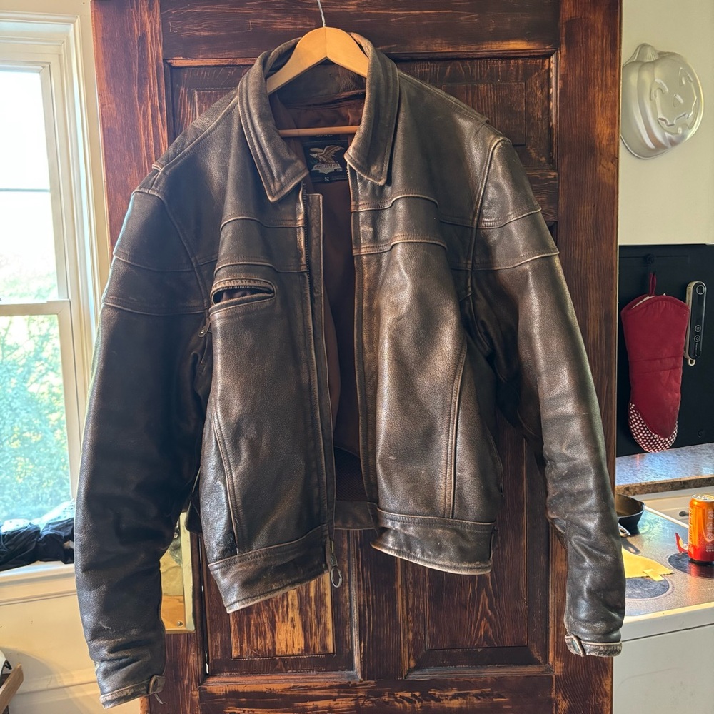 Men's Brown Leather Jacket with Removable Liner
